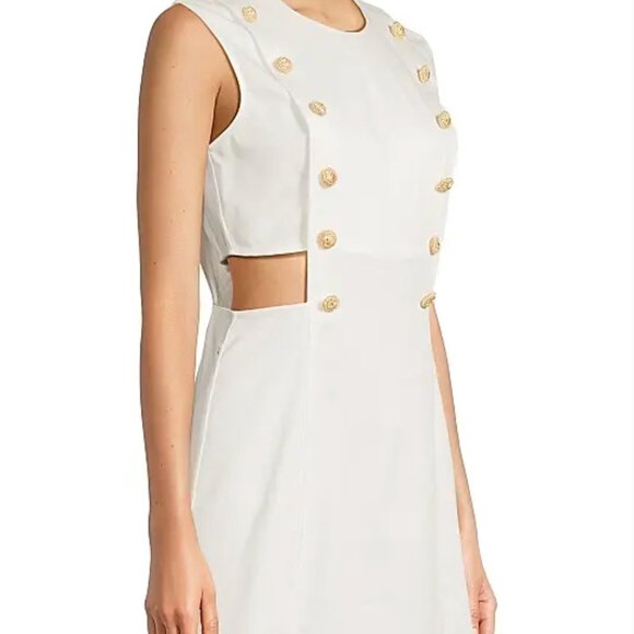 MY BEACHY SIDE MARIN WHITE MINI DRESS NAUTICAL GOLD BUTTONS NWT $378 MEDIUM M - Picture 11 of 16